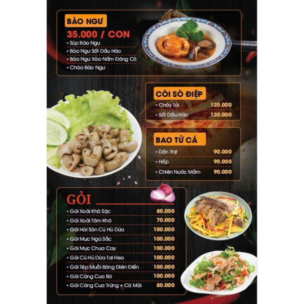 Gỏi - Bào Ngư, Còi Sò Điệp & Bao Tử Cá
